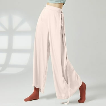 pstuiky Wide Leg Pants for Women, Women Solid Color Mid Waist Straight Leg Pants Relaxed Fit Trendy Oversized Sweatpants Cargo Pants Gift for Women Hot Prices Beige M