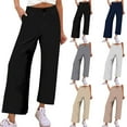 thumbnail image 1 of pstuiky Wide Leg Pants for Women, Solid Color Loose Short Straight Leg Trousers Active Fit Womens Dress Pants Black L, 1 of 9