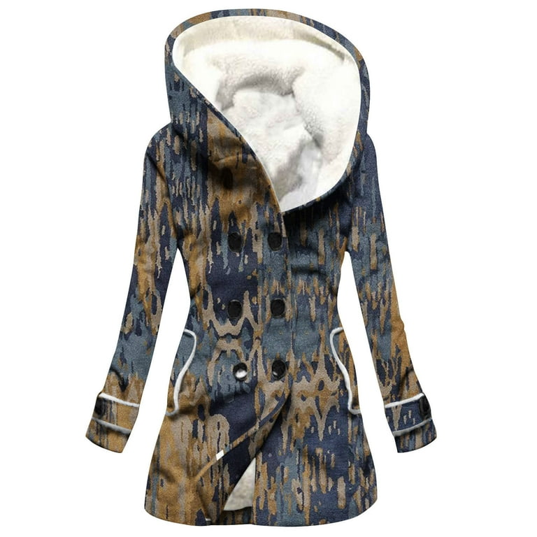 pstuiky Winter Jacket for Women Women Double Breasted Fleece