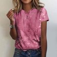 thumbnail image 1 of pstuiky Women Fashion Casual Printing Shirts Short Sleeve Loose Tee Tops V Neck Blouse Flash Deals, 1 of 5