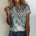 thumbnail image 1 of pstuiky Women Fashion Casual Printing Shirts Short Sleeve Loose Tee Tops V Neck Blouse Spring Savings, 1 of 5
