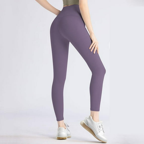 pstuiky Women Leggings, Solid Color Athletic Long Elastic Seamless Hip Lifting High Waisted Pants Fashion Activewear for Women Purple XXXL