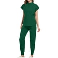 thumbnail image 1 of pstuiky Women'S Pajama Sets Oversized Solid Color Breathable Pajama Sets with Pants Summer Loose Fit Crew Neck Short Sleeve Sleepwear Green S, 1 of 5