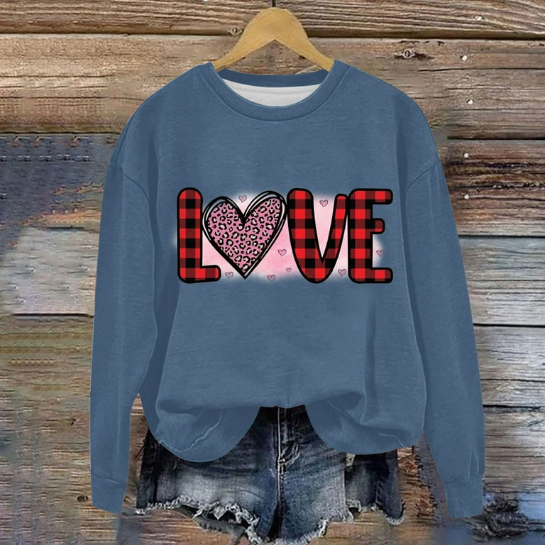 pstuiky Women Valentine s Day Sweatshirt Heart Sweatshirt Heart Sweatshirts for Women Valentines Day Shirts for Women Plus Size Tops T Shirts