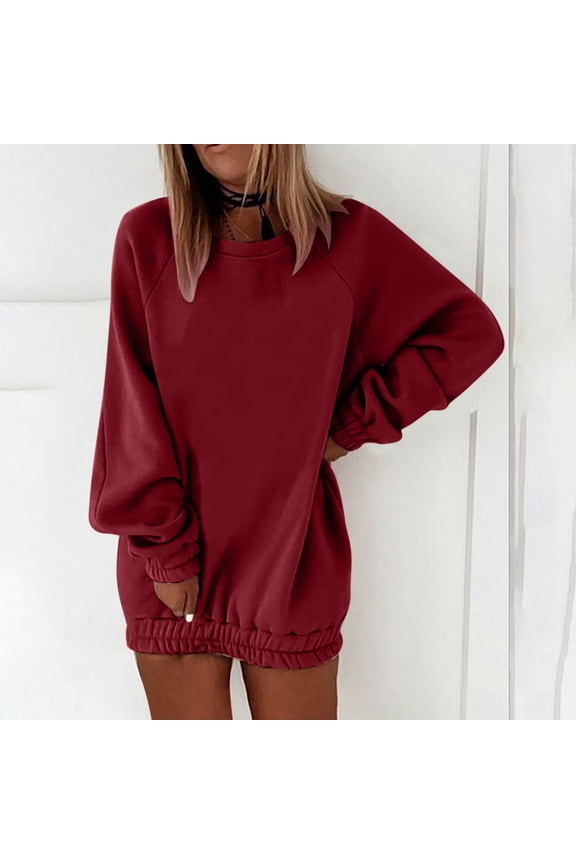 Women's Fashion Loose T-shirt Long Sleeves Blouse Round Neck Casual Tops Sweatshirt