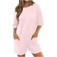 thumbnail image 1 of pstuiky Women's Jumpsuits, Solid Color Casual Short Trousers with Pockets Oversized Rompers for Women Dressy Pink L, 1 of 8