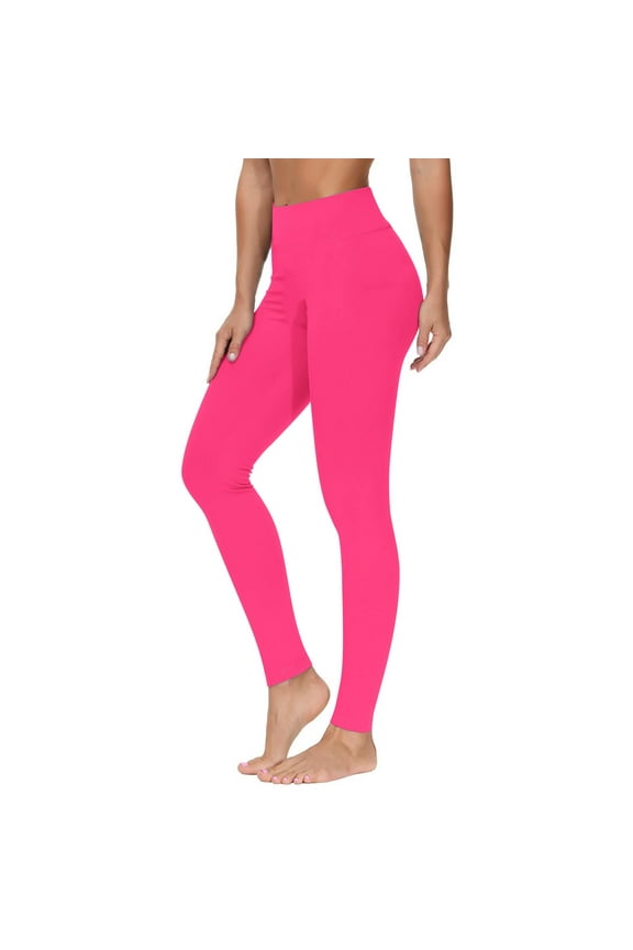 Women's Leggings, Solid Color Casual Long Outfits for Vacation Active Fit Workout Clothes Holiday Gifts Hot Pink M