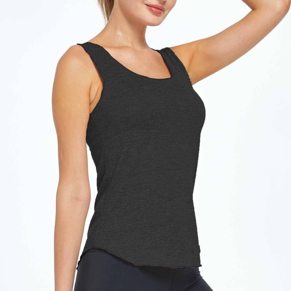 pstuiky Women's Summer Sleeveless Tank Top - Breathable Cotton V-Neck Square Neck Tops for Yoga Running Pilates