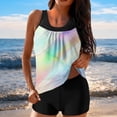 thumbnail image 1 of pstuiky Women's Swimsuits Print Crew Neck High Waist Adaptable Two Piece Bathing Suits Swim Dress Tankinis with Boy Shorts Swim Suit Women, 1 of 6