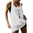 thumbnail image 1 of pstuiky Women's Tank Top, Women Oversized Racerback Tank Top Casual Sleeveless Workout Shirt Loose Fit Longline Activewear for Gym Yoga Exercise in Solid Colors Summer Tops Clearance White L, 1 of 9