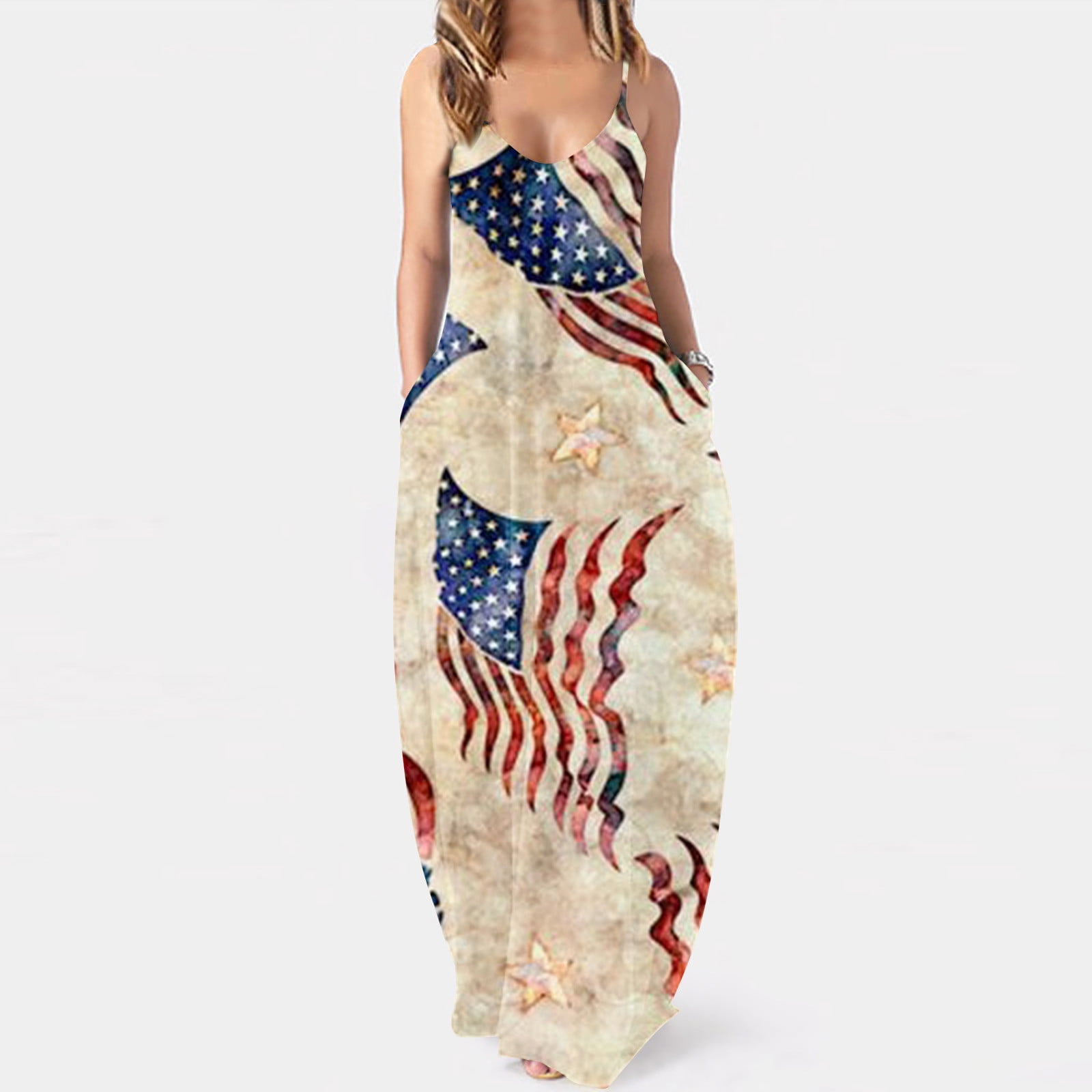 Independence Day Art Print V-Neck Vintage Two-Piece Dress main image 0