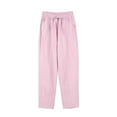 thumbnail image 1 of pstuiky Womens Casual Pants, Cotton and Linen Solid Color Loose Long Plus Size Pants Outfits for Vacation Relaxed Fit Activewear for Women Pink M, 1 of 3