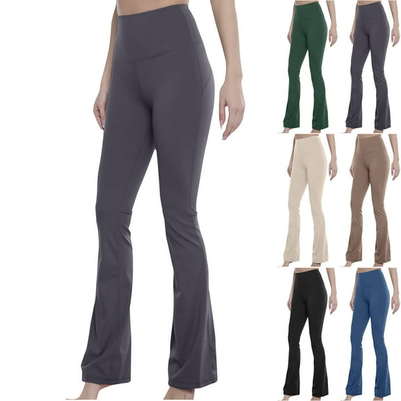 pstuiky Womens Casual Pants, Solid Color Loose Long High Waisted Trousers Classic Fit Women's Pants Beige L