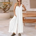 thumbnail image 1 of pstuiky Womens Jumpsuits Dressy, Solid Color Loose Long Palazzo Pants Outfits for Vacation Fashion Rompers for Women White XL, 1 of 7