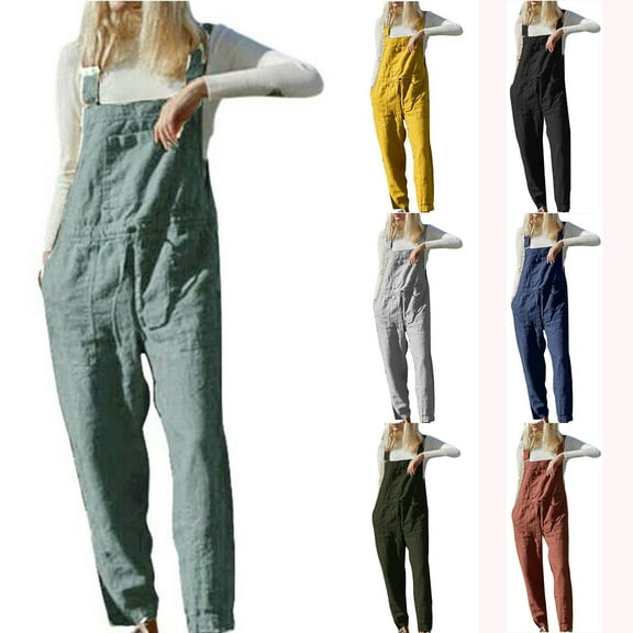 pstuiky Womens Jumpsuits, Women Print Wide Leg Long Pants With Pockets Straight Cotton Linen Pants Casual Workout Plus Size Sweatpants for Girls Pants for Women Gift for Women Army Green L