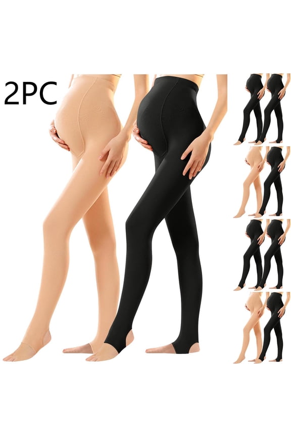 Womens Maternity Leggings 2-Pack Thermal Leggings for Women Winter Solid Color High Waist Stretchy Long Pants with Adjustable Drawstring Pregnancy Pants