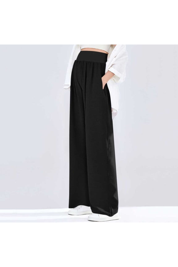 Womens Maternity Pants Wide Leg Pants with Pockets Summer Solid Color Loose Fit Flowy High Waisted Lounge Pants Casual Yoga Palazzo Long Pants Pregnancy Yoga Pants