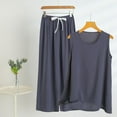 thumbnail image 1 of pstuiky Womens Pajama Sets Plus Size Solid Color Lightweight Pajama Sets with Pants Summer Loose Fit Crew Neck Sleeveless Sleepwear Dark Gray 4XL, 1 of 4
