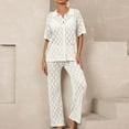 thumbnail image 1 of pstuiky Womens Pajama Sets Summer Solid Color Breathable Pajama Sets with Pants Leisure Loose Fit Collared Short Sleeve Sleepwear Night Shirts for Women Sleepwear White S, 1 of 5