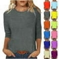 thumbnail image 1 of pstuiky Womens Shirts Short Sleeve Casual Loose Flowy Dressy Work Tops Cotton Solid Blouse Crew Neck Short Sleeve Shirts Summer Women's T Shirts Holiday Gifts Purple L, 1 of 6