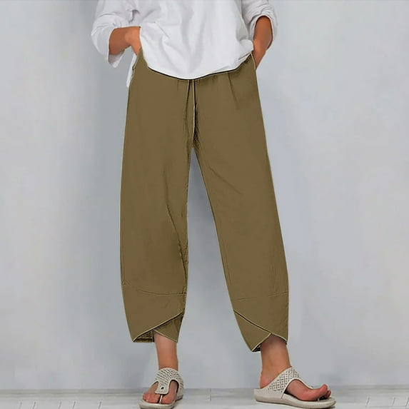 pstuiky Womens Wide Leg Sweatpants, Solid Color Loose Long Palazzo Pants Outfits for Vacation Oversized Women Pant Khaki XXL