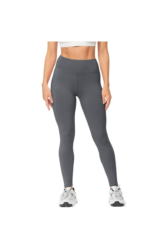 Womens Workout Leggings, Solid Color Loose Long High Waisted Outfits for Vacation Simple Activewear for Women Dark Gray S