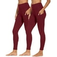 thumbnail image 1 of pstuiky Workout Clothes for Women, 2PC Solid Color Athletic Long Seamless Hip Lifting Trousers with Pockets Comfy Activewear for Women Wine L, 1 of 9