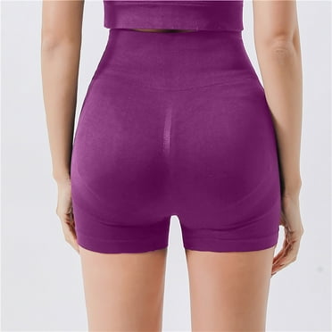 pstuiky Workout Leggings, Solid Color Slim Short Elastic High Waisted Pants Drying Active Fit Gym Pants Women Holiday Deals Purple M