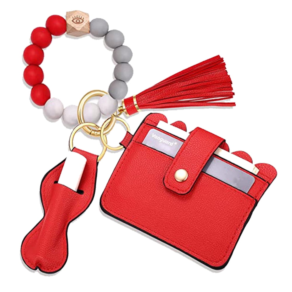 pu card pack fringe silicone hand string bracelet key ring-style5 ...