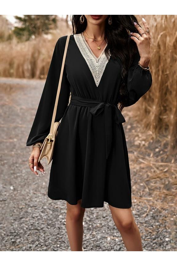 Winter Women Dreese Casual Crew Neck Long Sleeve Loose Fit Trendy