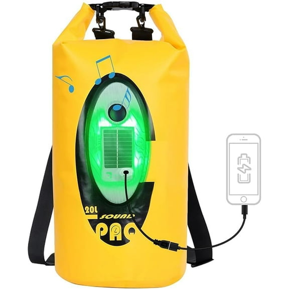 puffyglo 20L Solar Dry Bag Backpack with Bluetooth Speaker