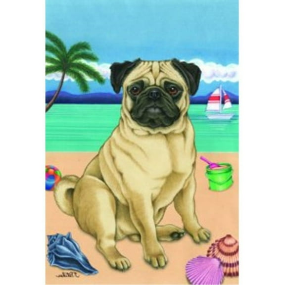 pug fawn - tomoyo pitcher summer beach garden flag