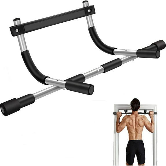 Behome Pull Up Bar for Doorway, Thickened Steel Upper Body Workout Bar, Adjustable Width Locking, Max Limit 330 lbs, Multi-Grip Strength Chin-Up Bar for Strength Training, Home & Gym, Black