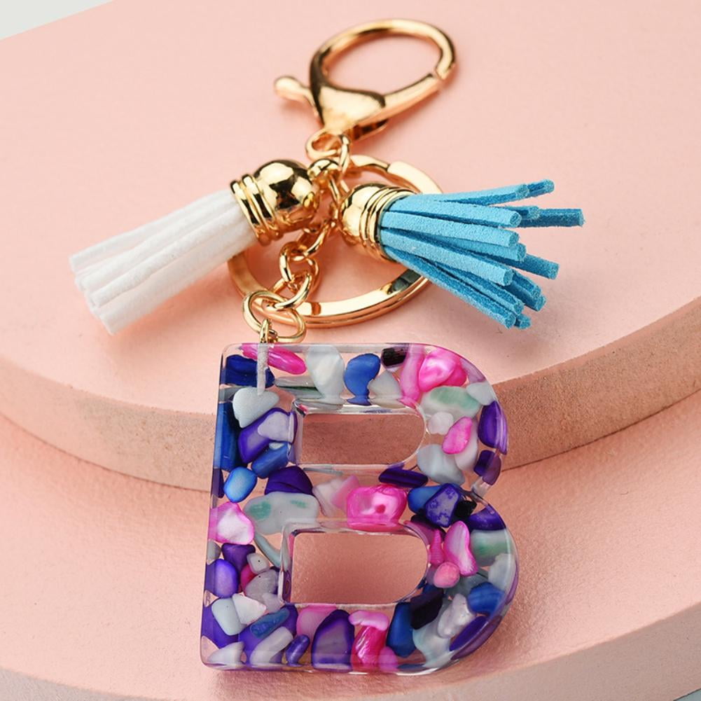 Lovanna Hawaii Initial Resin Keychain | Dried Flower Alphabet Keyring | Real Flowers Y