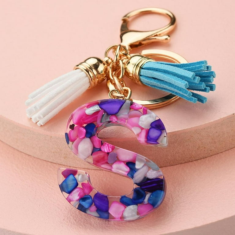 Initial Keyrings, Initial Keychains, Resin Letter Keyring, Pink Initial  Keyring, Pink Keyring, Pink Keychain, Initial Bag Charm 