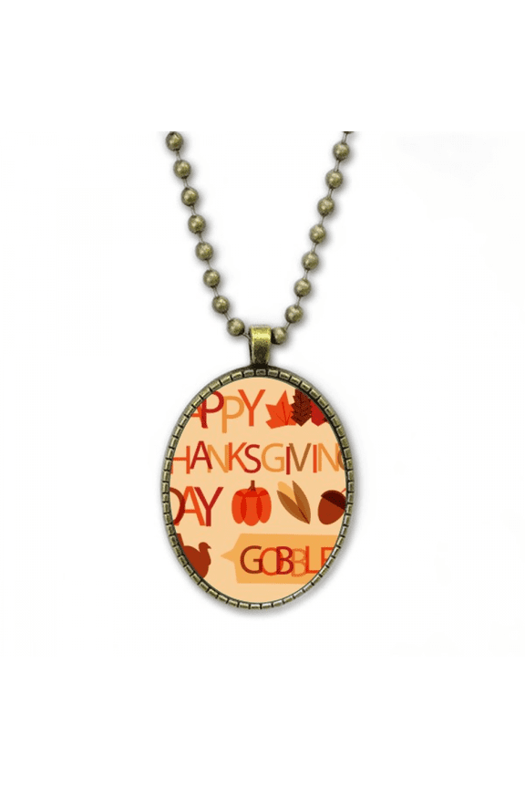 pumkin thanksgiving day turkey pattern necklace vintage chain bead pendant jewelry collection