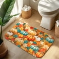 thumbnail image 1 of pumpkin and Maple Leaf Plush Flannel Bath Rug 16x24 Inches, Quick Dry Absorbent Non Slip Mat for Bathroom Sink Tub, 1 of 9