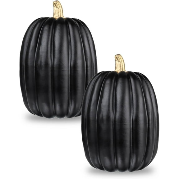 pumpkin decor 8.5 Inch Large Pumpkins for Decorating - 2PCS Big Foam Decorative Pumpkin for Fall Decoration, Paintable Artificial Pumpkins Perfect for Halloween Thanksgiving Decor