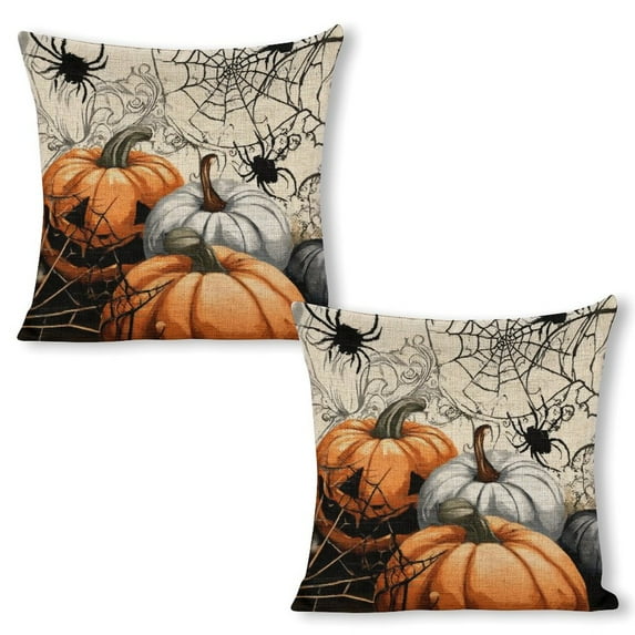 pumpkins spider web gothic linen throw pillowcase decoration pillowcase gifting preferred 24x24 inch cushion cover 2 sets sofa pillowcase sofa bedroom living room car