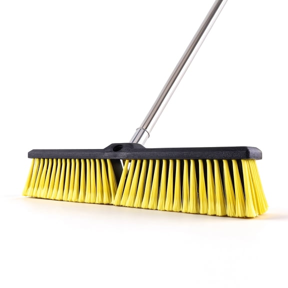 punada 18 inch Push Broom Outdoor, Heavy Duty Outdoor Broom with 61" Long Handle and Stiff Bristles for Cleaning Indoor Tile Deck Driveway Garage Yard Patio Concrete Floor