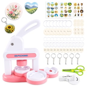 punada Button Maker Machine, Multiple Sizes 35-55mm Button Pin Press Maker Machine with 36 Sets Button Parts, Circle Cutter, Scissors, Pattern Paper, for Diy Crafts and Creative Projects