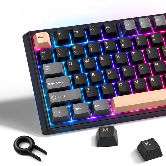 Punada 128Key DoubleShot PBT Keycaps, Retro Colorway, Compatible with 60%100% FullSize Mechanical Gaming Keyboards