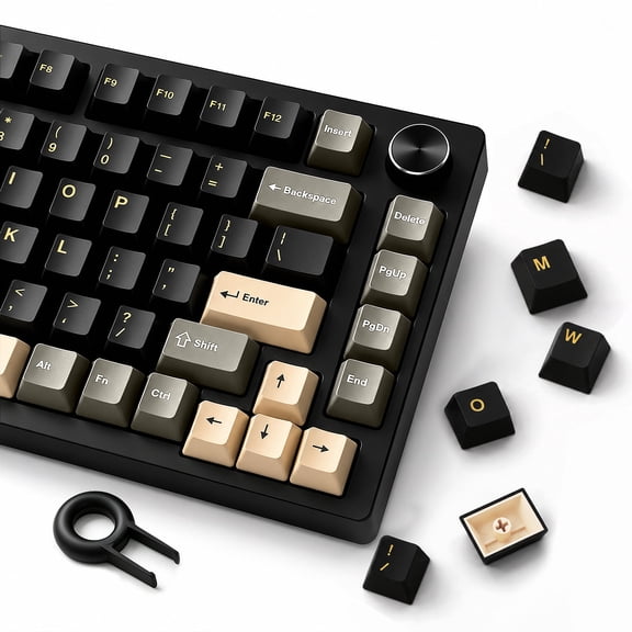punada Double Shot PBT Keycaps Set, 128 Keys Retro Colorway Keyboard Keycaps, Compatible with 60 65 75 80 Percent and Full Size Gaming Mechanical Keyboard