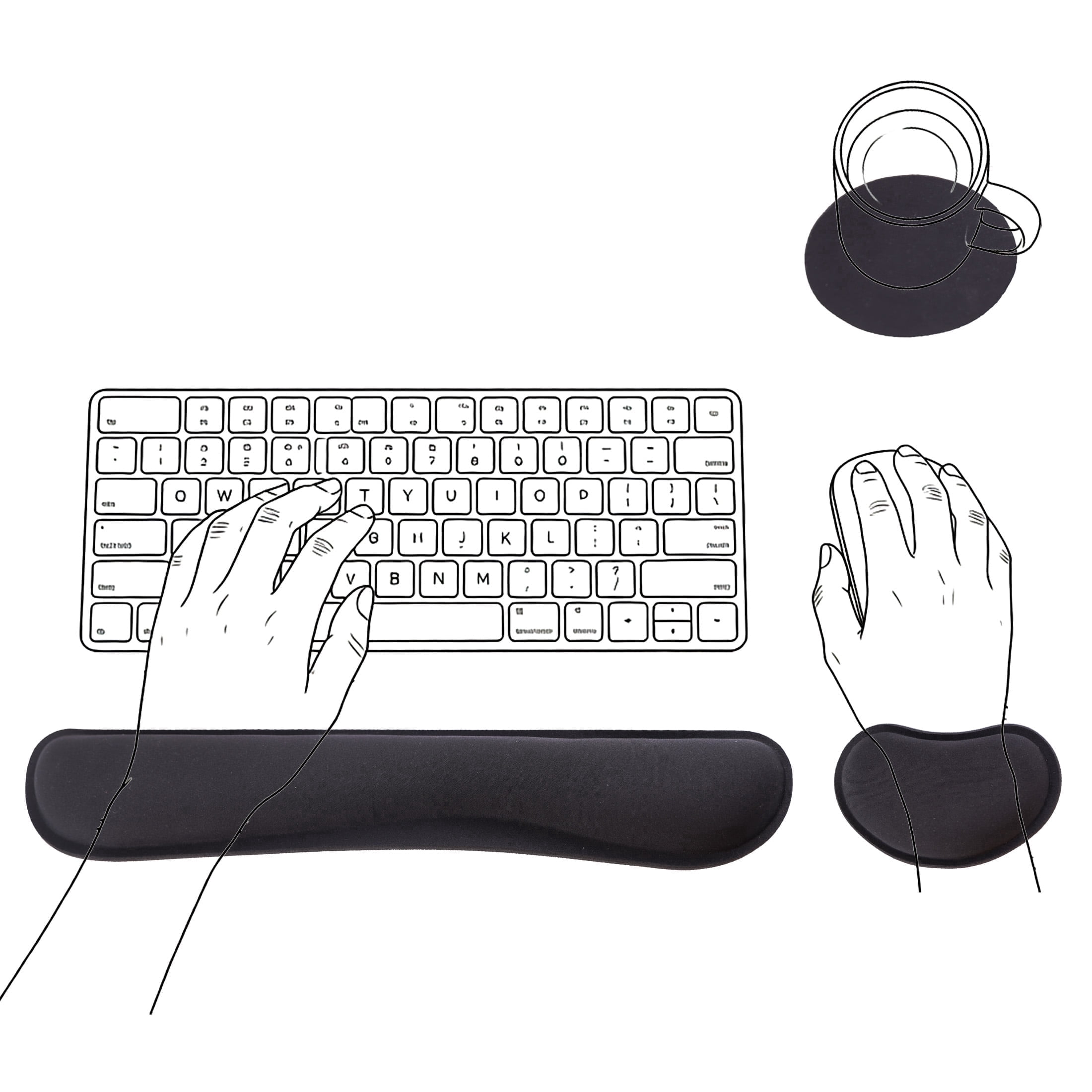 punada Keyboard Wrist Rest, Ergonomic Memory Foam Wrist Rest and Mouse ...