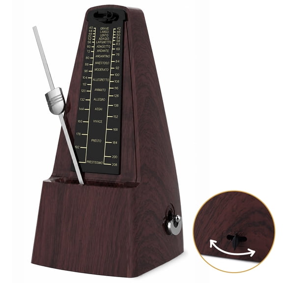 punada Mechanical Metronome for Piano Guitar, Wood Grained Loud Sound and Multiple Beat Modes, Accurate Beat for Beginners 1 Pack