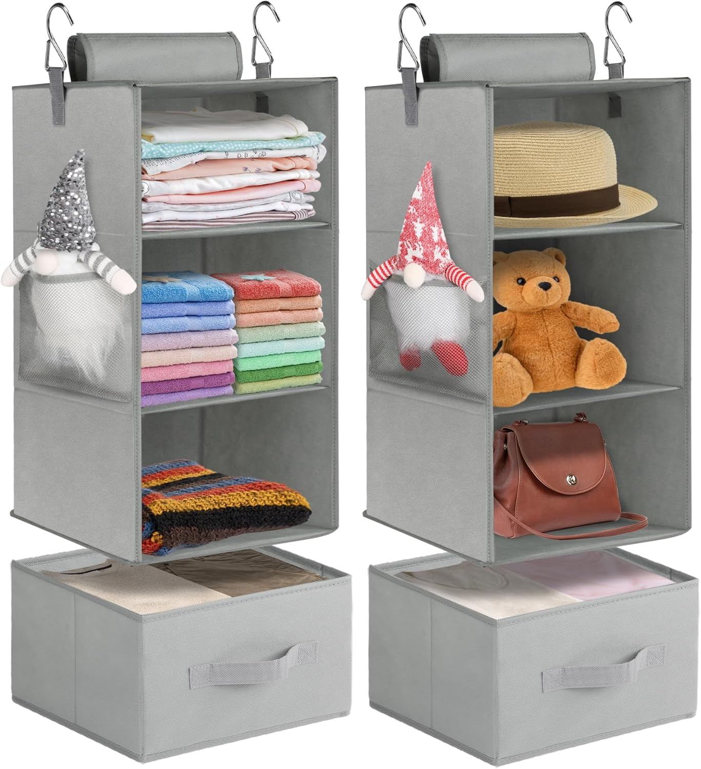 punemi 3-Shelf Hanging Closet Organizer, 2 Pack Closet Hanging ...
