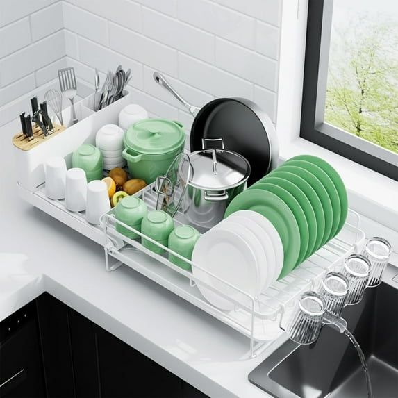 pupikeji Extendable Dish Drying Rack, Large Drying Dish Rack with ...