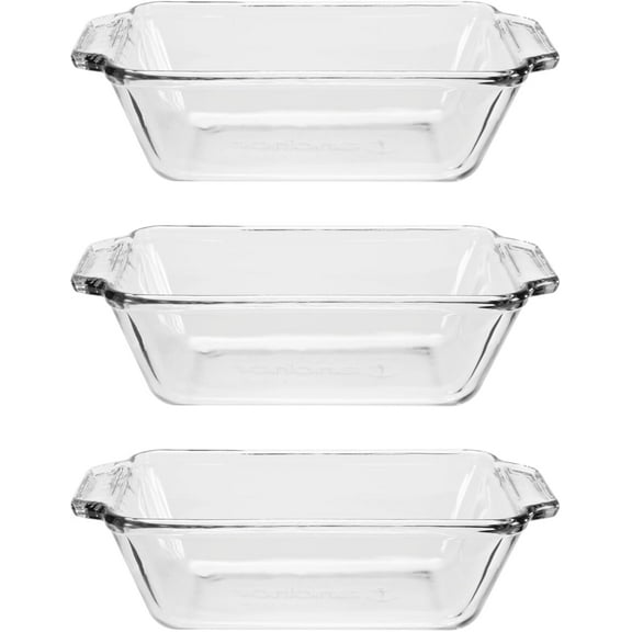 pupikeji Glass Bread Pan, 1.5 Quart Loaf Pan, Set of 3