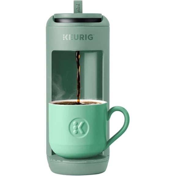 pupikeji K-Mini Mate Single Serve Coffee Maker – Ultra-Compact 4” Width, Travel Mug Friendly, Ideal Holiday Gift for Small Spaces, Glamping Green