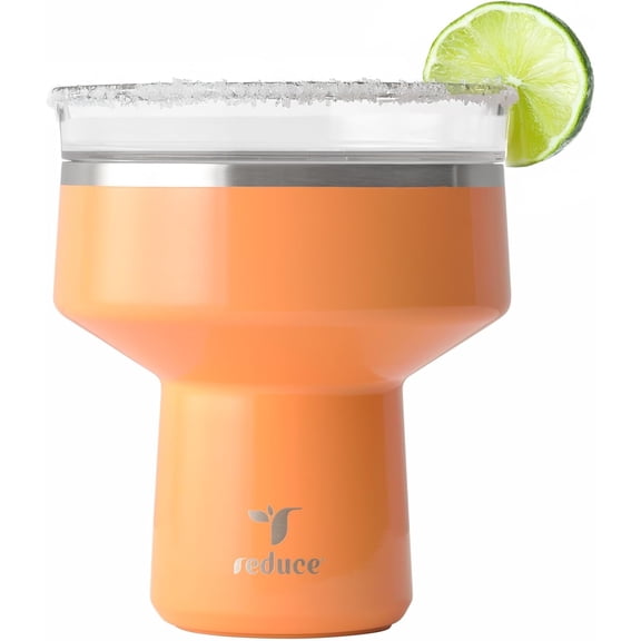 pupikeji Saltini 16 oz Cocktail Tumbler - Insulated Tumbler with Lid - Keeps Drinks Cold for 10 Hours - 360 Sippable Martini Glass Alternative - Shatterproof, Perfect for Parties - Papaya